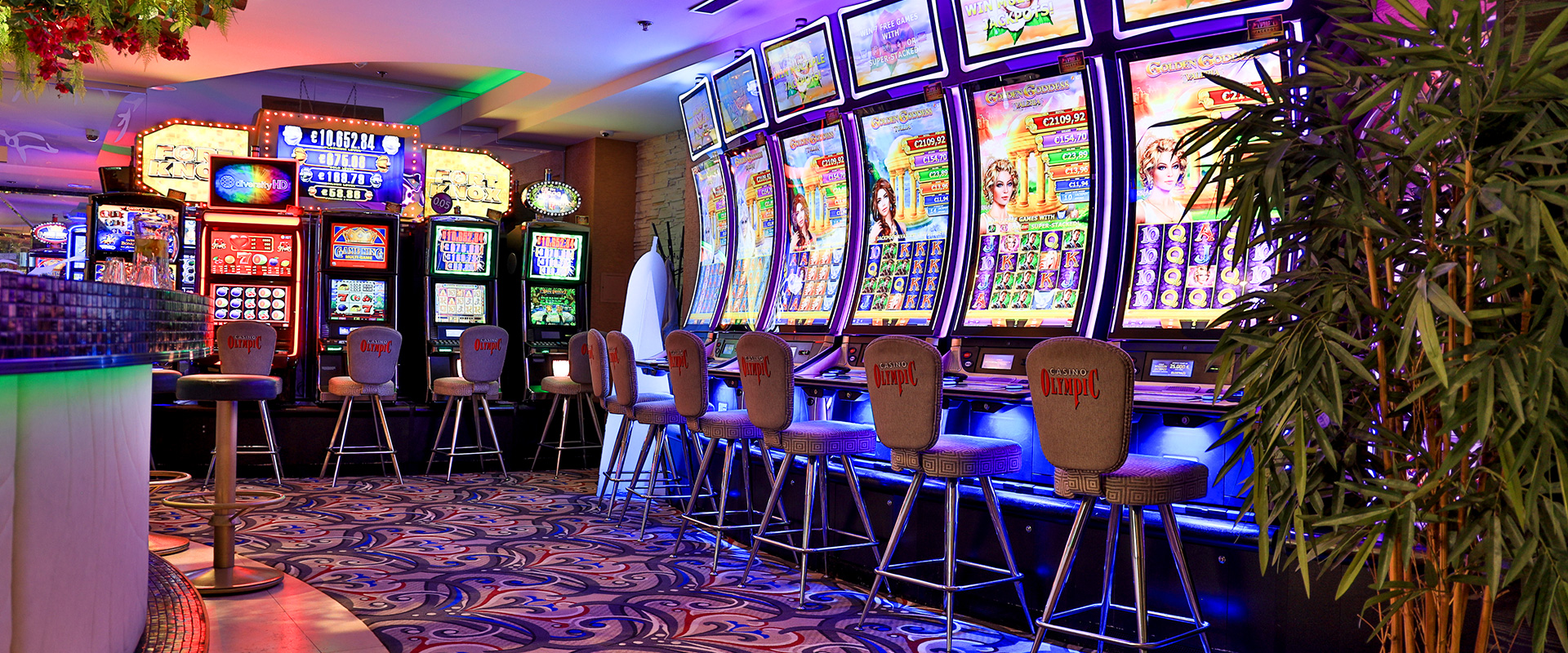 Interface du lobby de jeu Casino Olympe montrant une sélection de machines à sous